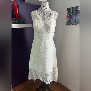 Mingda’s Sleeveless Tea Length Lacelike Wedding Dress NWT